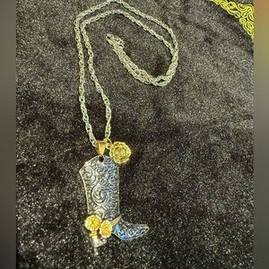 Silver and Gold Boot Pendant Necklace